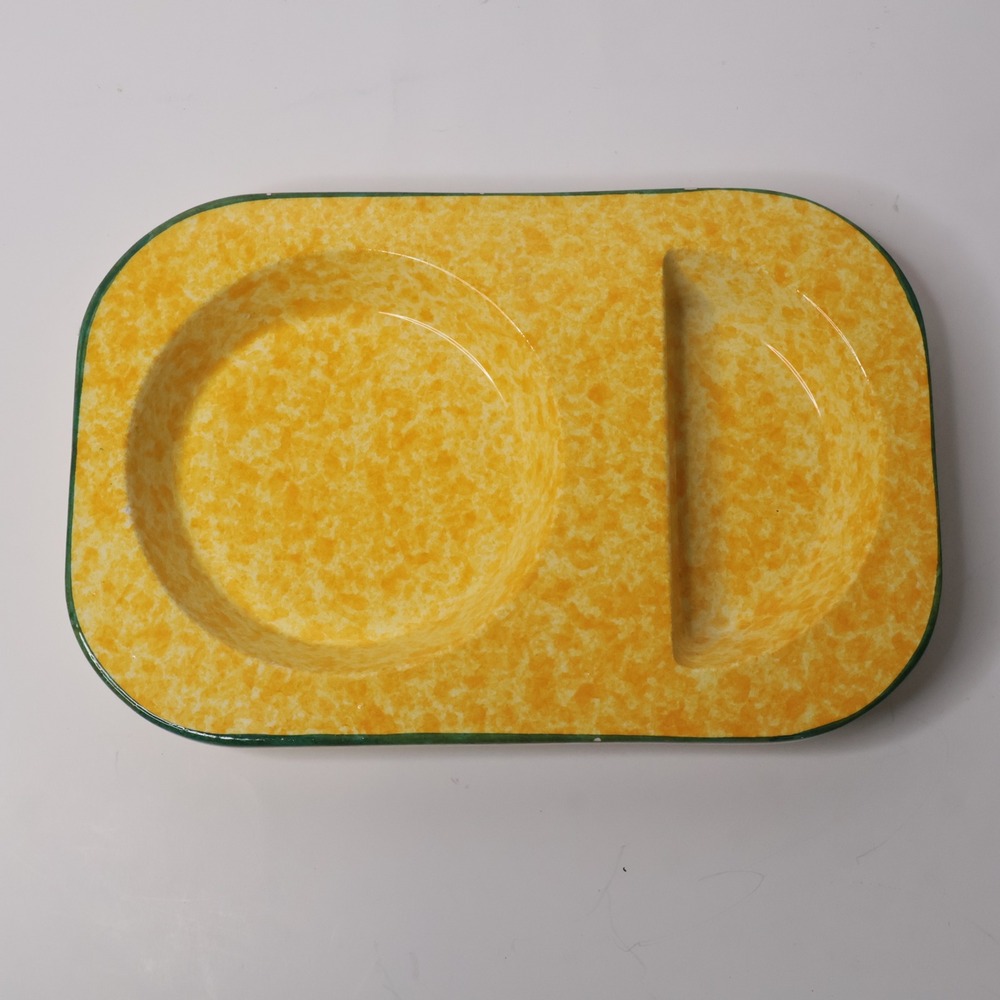 Terra di San Francesco AU Lavorato a Mano Italy Yellow Spongeware Divided Tray